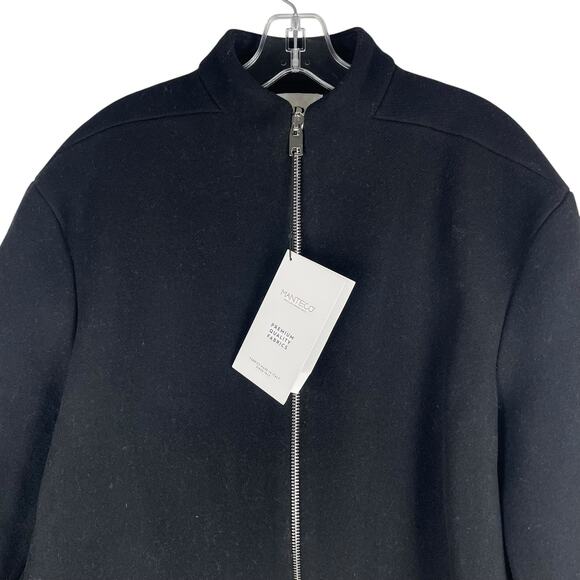 Zara Monteco Wool Front Zip Oversized Bomber Jacket Black Size XS - Picture 7 of 12